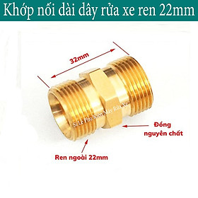 Mua Khớp nối dây xịt máy rửa xe 2 đầu ren 22mm Bằng Đồng (kép nối 22mm)