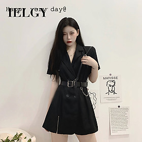Đầm Tay Ngắn Dáng Chữ A Cổ Vest Thiết Kế Thanh Lịch Cho Nữ