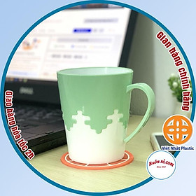 Cốc ly nhựa 2 màu Việt Nhật, cốc ca uống nước, đánh răng có quai cầm chịu nhiệt tốt cao cấp bền đẹp -br 01194