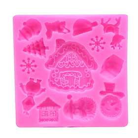 Christmas Tree House Snowflake Snowman Elk Fondant Silicone Mold Chocolate Cake Mold Cake Decoration Tool