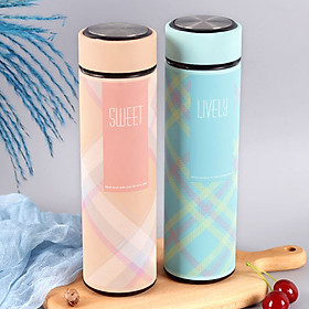 Bình giữ nhiệt 500ml nắp vặn kẻ caro Chai Bình đựng nước giữ nóng lạnh đến 8 giờ - Hàng chính hãng