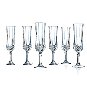 Set 6 ly champagne Longchamp Cristal d'Arques Paris 120ml hàng chính hãng