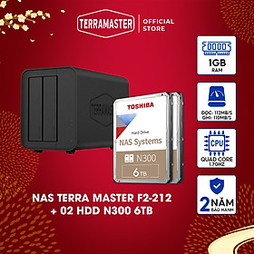 Mua Bộ Thiết bị lưu trữ mạng NAS TerraMaster F2-212+N300 Hàng chính hãng