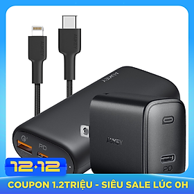 Combo Pin Sạc Dự Phòng Aukey 10.000 mAh PB-Y36, Cốc Sạc Nhanh PA-F1, Cáp C To Lightning CB-CL - Hàng Chính Hãng