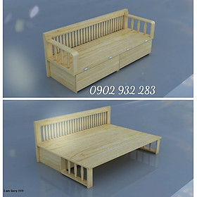 Mua Giường kết hợp ghế sofa gỗ sồi tự nhiên - Đồ Gỗ Mạnh Hùng