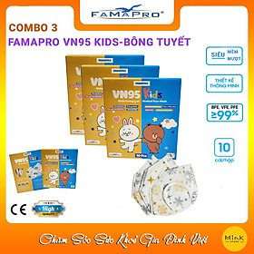 COMBO 3 HỘP - FAMAPRO VN95 KIDS - Khẩu trang y tế trẻ em Famapro VN95 KIDS