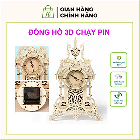 Mô hình lắp ráp 3D đồng hồ tháp bằng gỗ chạy pin Đồng hồ lắp ráp chất liệu gỗ chạy bằng pin