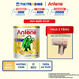 Bao bì mới - Sữa Bột Anlene Gold Hương Vanilla (Hộp Thiếc 800g)