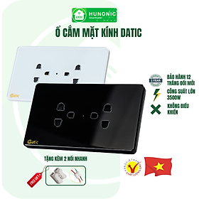 Ổ Cắm Âm Tường 3 Chấu Full Kính Cường Lực Cao Cấp Hunonic Màu Trắng│Ổ cắm âm tường hình chữ nhật đồng bộ