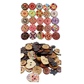 Handmade Wood Buttons Round & Heart Shape for Christmas Sewing Accessories