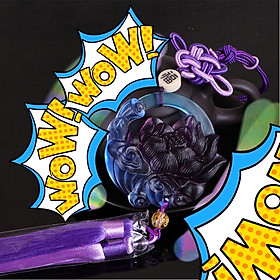 Móc khóa bằng đá ngọc cao cấp hình hoa sen chữ phước