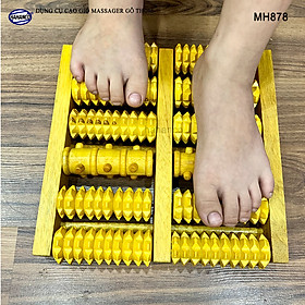 BÀN LĂN MASSAGE (CHÂN / TAY) BẰNG GỖ TỰ NHIÊN - MH866 (5 trục gai, 1 nút) Giúp lưu thông máu - thư giãn - Chăm sóc sức khỏe