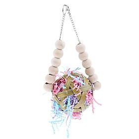 Parrot Bird Hanging Natural Grass Bite Chewing Toy Cage Decoration Dia.10cm