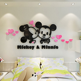 Miếng Dán Tường Acrylic Trang Trí Hình Chuột Mickey & Minnie