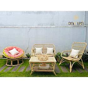Mua Bộ Sofa Mây Vintage Nhẹ Nhàng  Ghế Băng Mây Vanilla Thư Giãn  -Bộ Bàn Ghế Decor Phòng Khách Nội Thất Mây Tre ĐAN TRÀ