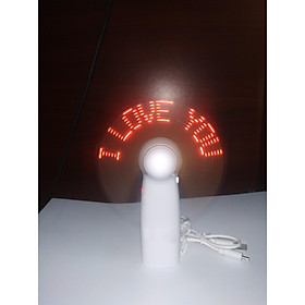 Mua Quạt Sạc Cầm Tay Chạy Chữ I Love You Điện Tử ( Chữ màu đỏ)