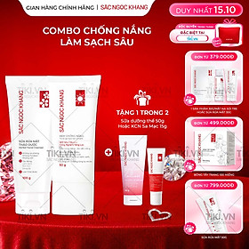 Bộ đôi giúp làm sạch và bảo vệ da Sắc Ngọc Khang: Sữa rửa mặt 100g + Kem chống nắng 50g