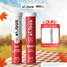 Combo Thực phẩm bảo vệ sức khỏe KUDOS IMMUNITY BOOST EXTRA STRENGTH + KUDOS DAILY VITAMINS PLUS BIOTIN & GINSENG (20 viên/ Tuýp)