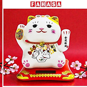 Tượng Mèo Thần Tài Vẩy Tay 12 cm - Trang Trí Tết - T87 - Tai Mèo Màu Vàng