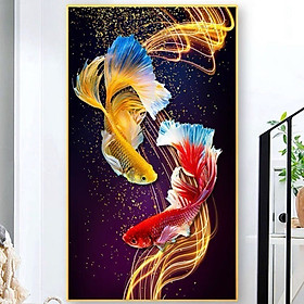Mua Tranh thêu kín chữ thập Vũ điệu song ngư MN0175  kích thước 80 x 150 cm