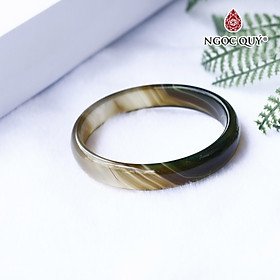 Vòng đá mã não xanh lá nâu bản mỏng Ni56 - Ngọc Quý Gemstones