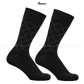 Tất Giày Tây Nam Cao Cấp Họa Tiết Sọc Chéo, Vớ Nam Cổ Cao Chất Liệu Cotton Hút Ẩm Thoáng Khí - GOM-TAYCHEO-1DOI - Màu Đen