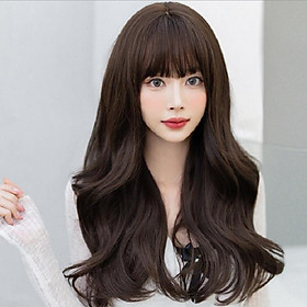 Bộ tóc giả nữ Hàn Quốc nguyên đầu uốn lọn màu đen ,nâu + tặng kèm lưới ONLINE_SHOPPING_1102