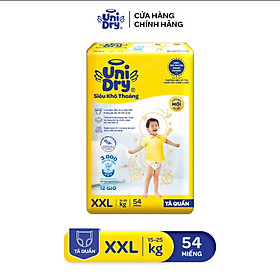 Tặng thêm 1 Gói Khăn Ướt Unidry 80 Tờ - Tã Quần UniDry XXL54 Siêu Khô Thoáng Cho Bé Từ 15-25kg-Mẫu Mới Của Unidry XXL56 - Tã bỉm quần trẻ em _Hsd luôn mới