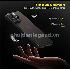 Ốp lưng nhám siêu mỏng 0.3mm cho iPhone 15, 15 Plus, 15 Pro, 15 Pro Max hiệu Memumi Slim - mặt lưng chống trượt, chống bám bẩn - Hàng nhập khẩu