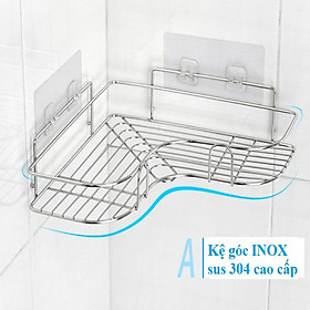 Kệ Góc Nhà Tắm INOX 304 dán tường gạch men siêu chắc