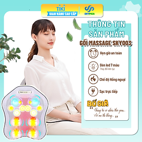 Gối Massage Hồng Ngoại đèn led 7 màu MODEL 2021 - Giúp Mát Xa Vai, Cổ, Gáy, Cột Sống Lưng Đa Năng Kết Hợp Với Chế Độ Rung Và Nhiệt - Chất Liệu vải nỉ cao cấp