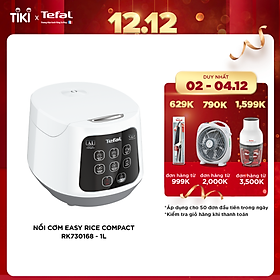 Nồi cơm điện Tefal Easy Rice Compact RK730168 - Dung tích 1L - Công suất 600W - Dễ dàng sử dụng với 1 nút nhấn - Công nghệ điện từ Fuzzy Heating - Hàng chính hãng