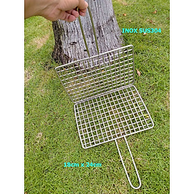 Mua Vỉ nướng kẹp inox sus304 loại đan cao cấp - hoàn ngay 200% nếu bị gỉ sét - kích thước 18cm x 24cm loại đan