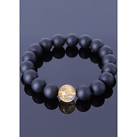 Vòng Tay Nam Đá Onyx Thạch Anh Tóc Vàng Tự Nhiên 11mm