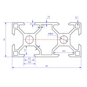 Mua Nhôm định hình 30x60 (LWA-361682700) - Miễn phí cắt theo kích thước yêu cầu (Giá đã bao gồm VAT)