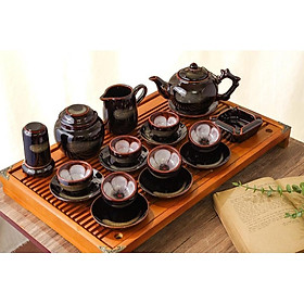 Mua Bộ ấm trà men nâu- nâu gấm và phụ kiện(không bao gồm khay gỗ). Gốm sứ Bát Tràng