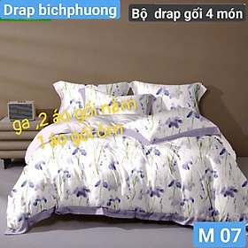 Bộ drap gối Tencel vải Hàn Quốc , đỉnh cao mát , mềm mại { drap và 3 áo gối