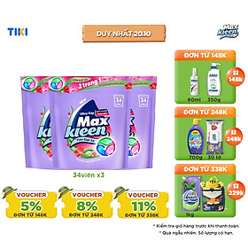 Combo 3 viên giặt xả MaxKleen hương ngày thư thái 34 viên túi