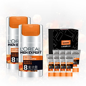 Kem Dưỡng Ẩm Tái Tạo Da Cho Nam L'Oreal (50mlx2 + Tặng Kèm 8 Tuýp Nhỏ 8ml)