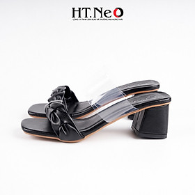 Sandal nữ quai dúm kết hợp với quai mica gót trụ 5p, đi lại êm chân