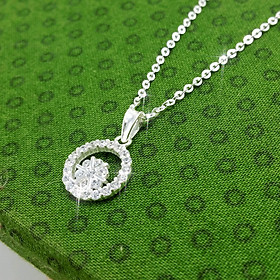 (BẠC CHUẨN 100%) Dây chuyền bạc nữ mặt hoa vòm tròn đính đá pha lê Ý - vòng cổ bạc PANMILA (MDC.A37)