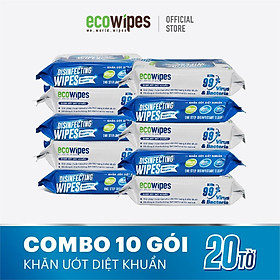 Combo 10 gói KHĂN ƯỚT DIỆT KHUẨN DISINFECTING WIPES