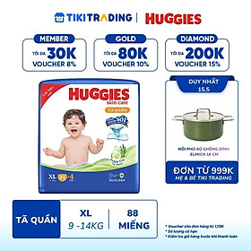 Tã/bỉm quần Huggies Skin Care Mega Jumbo XL84+4 miếng với tràm trà dịu da
