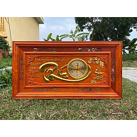 Tranh đồng hồ treo tường chữ phúc  bằng gỗ hương kt 67×127×4cm