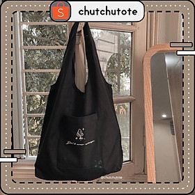 T266/ Túi Vải Tote Thời Trang Dáng Nhật Bản Màu Sắc Đen Lạ Dễ Thương