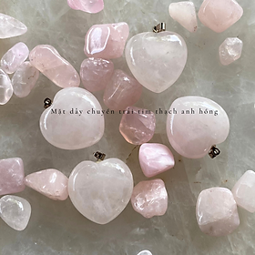 Mặt dây chuyền trái tim thạch anh hồng NHASAN biểu tượng của tình yêu vĩnh cửu và năng lượng chữa lành - tặng kèm viên đá thạch anh hồng thô