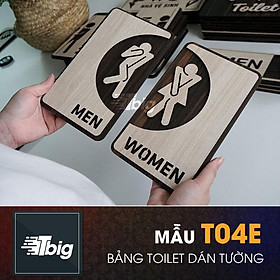 Bộ bảng toilet gỗ cắt laser tiếng Anh women men - tiếng Việt nam nữ dán tường có sẵn keo 2 mặt