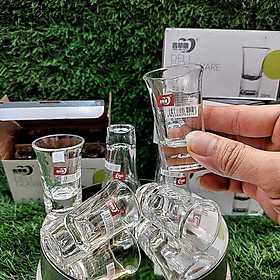 Bộ ly uống rượu nhỏ 35ML cao cấp DELI GLASSWARE (Bộ 6 ly) thủy tinh đế dày