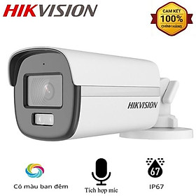 Camera Analog Thân Trụ Hikvision DS-2CE10KF0T-FS và DS-2CE12KF0T-F,Màu Ban Đêm 3K, Tích Hợp Mic. IP67,TVI/AHD - Hàng chính hãng