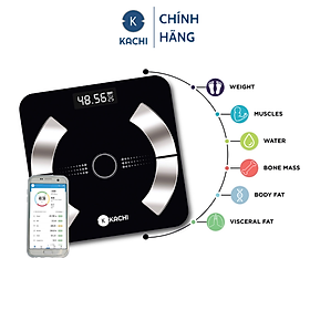 Cân điện tử bluetooth phân tích chỉ số cơ thể Kachi MK223 - Màu đen - Hàng chính hãng